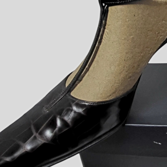 Stuart Weitzman Brown Croc Embossed Leather Heels Size 9 - Picture 11 of 13